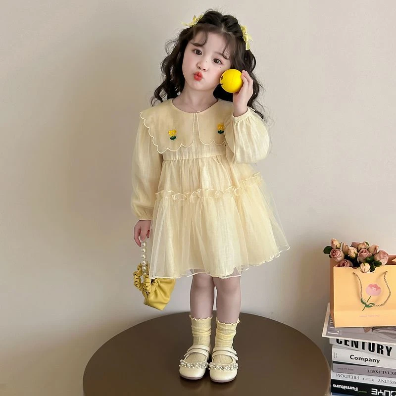 女童春秋裙子春装2025新款儿童洋气春季连衣裙女孩宝宝奶茶公主裙