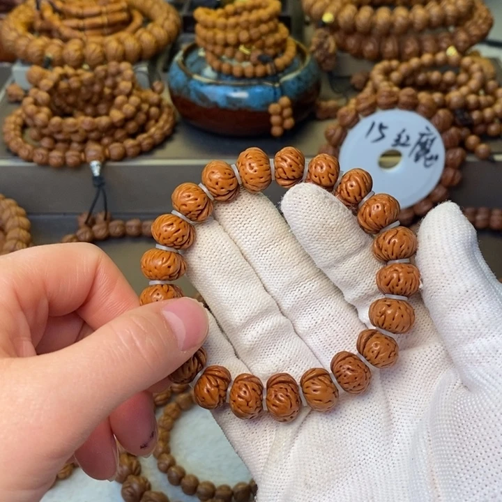 风***意桃核手串秦岭龙纹
