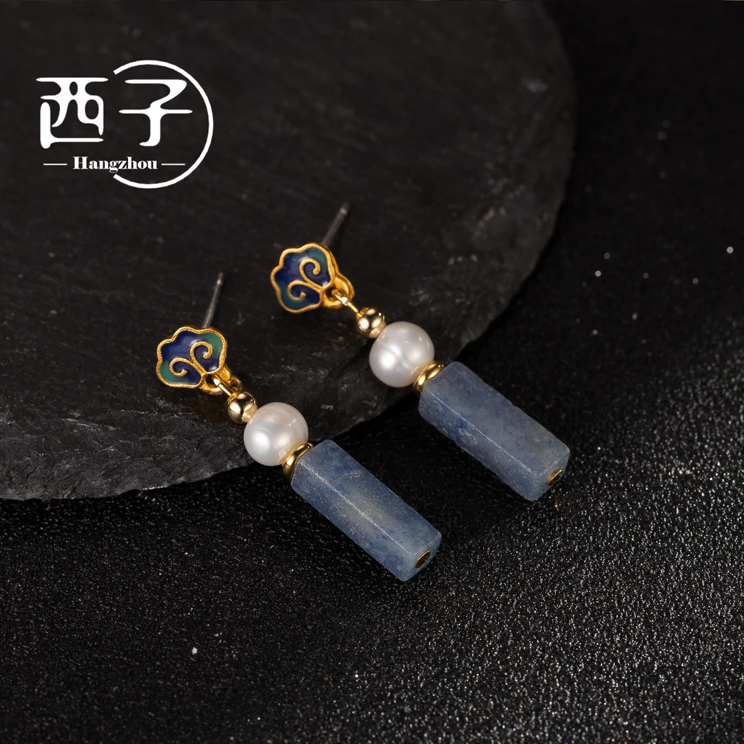 西子饰品镀18K金【惊鸿一瞥耳钉】30岁-50岁上档次耳环气质S925银针