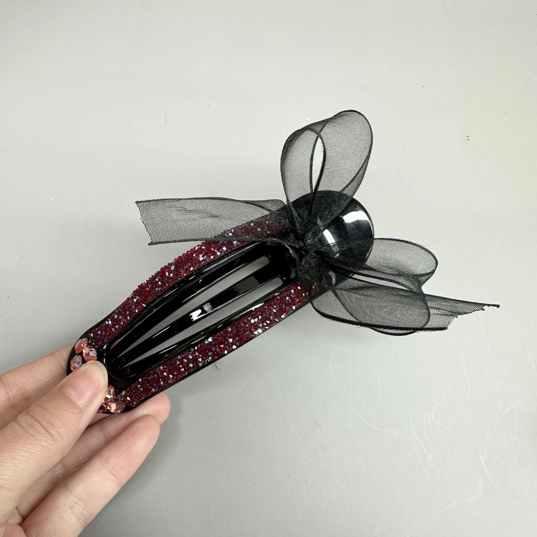 L031夕洛红色蝴蝶结懒人夹发量多日韩抓女发夹夹子发卡鲨鱼夹