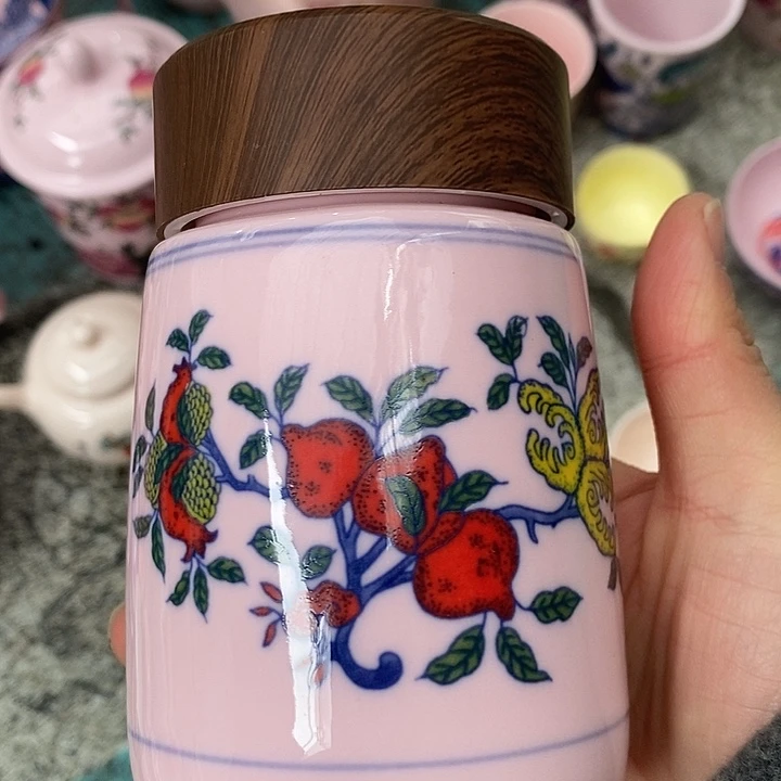 摆件陶红稀土石榴保温杯