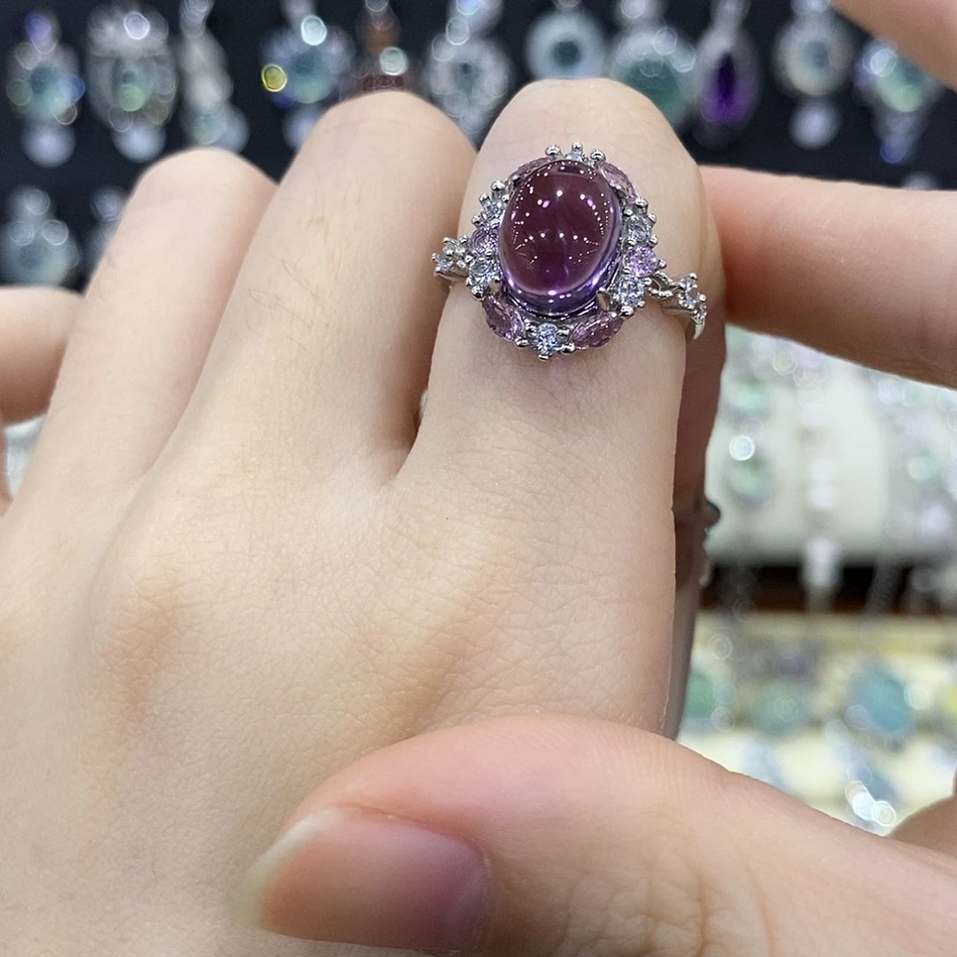 紫晶银S925镶嵌戒指