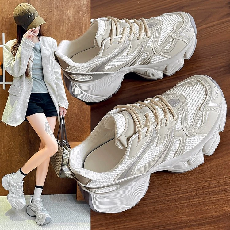 老爹鞋2025春季新款百搭网面夏季透气厚底休闲运动女鞋256-3