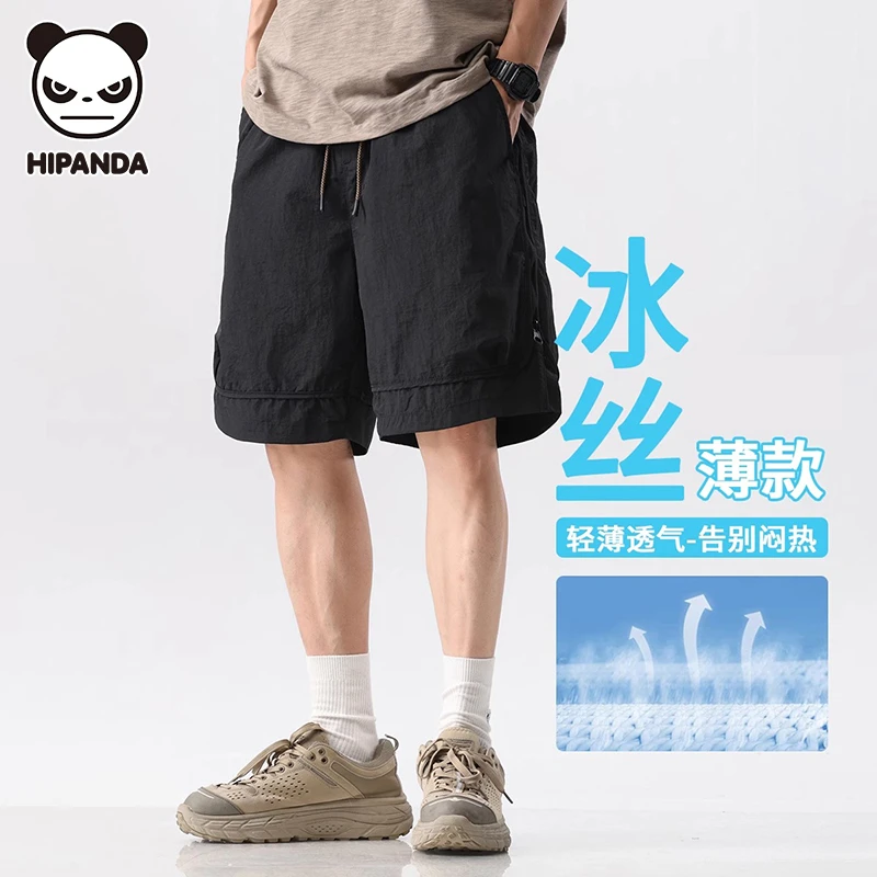 HiPanda你好熊猫运动短裤男款夏季外穿冰丝速干宽松大码五分裤子