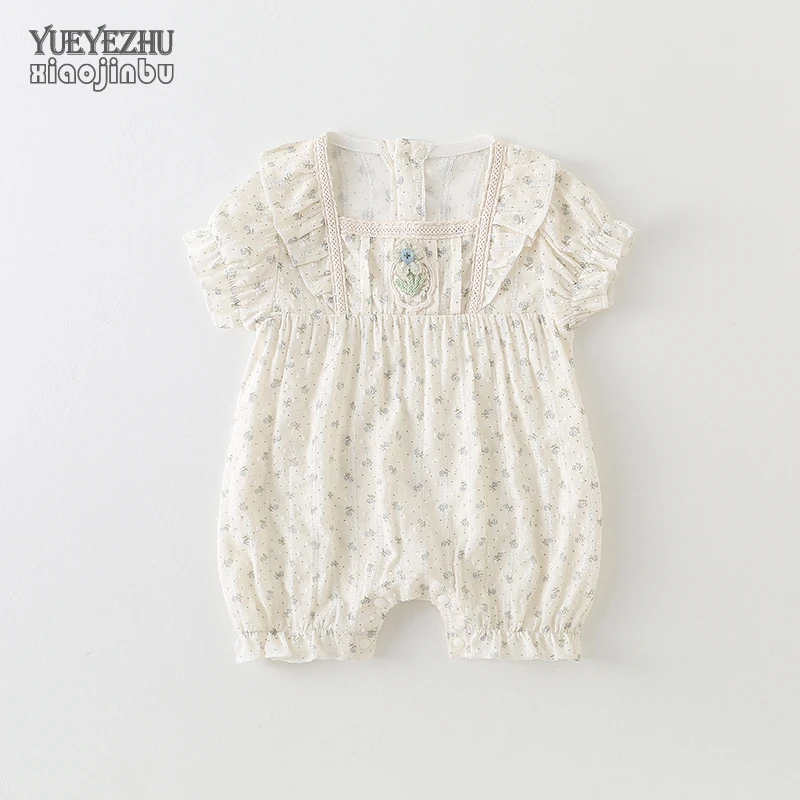 韩国婴儿衣服夏季婴儿碎花连体衣夏装洋气甜美公主哈衣爬服外出穿