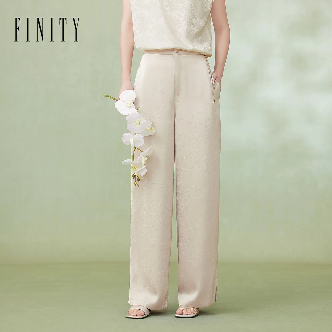 【粉丝专享】FINITY 休闲宽松气质时尚百搭哑光缎面裤子 F21X4D86K5