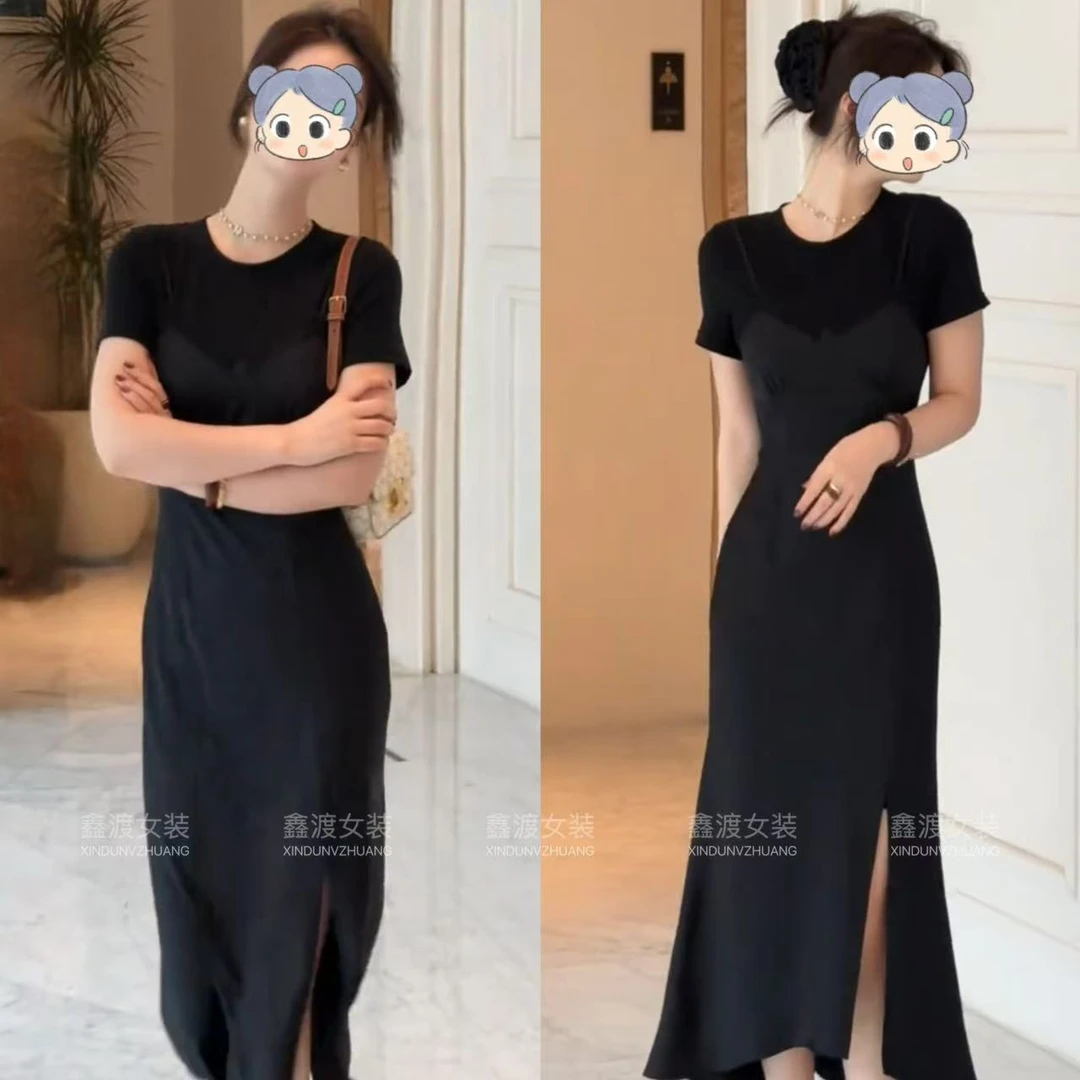 2025夏季新款时尚显瘦气质女士网红洋气连衣裙百搭款D5743