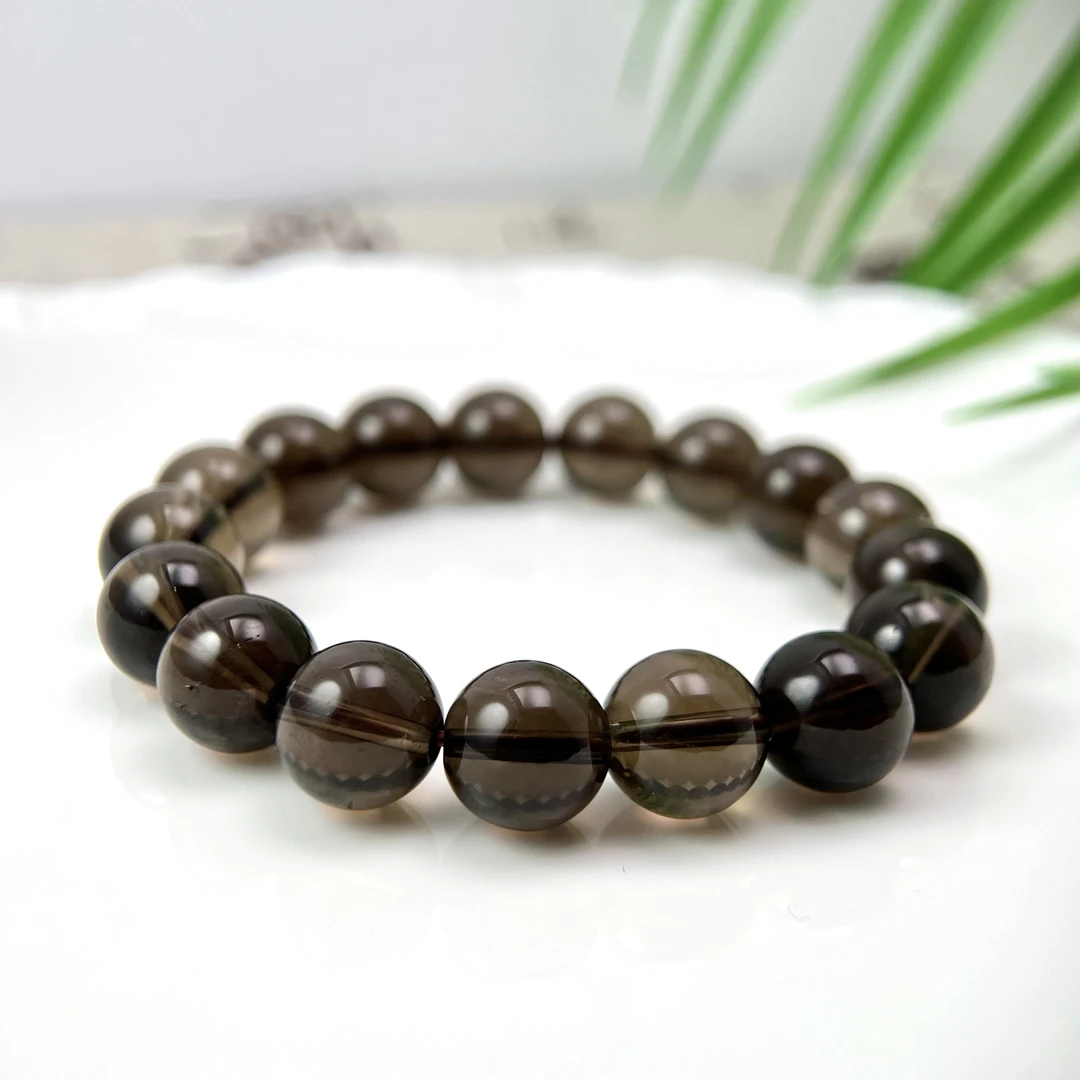 高品质茶晶 水晶圆珠单圈手串12-16mm+合集 FX-5936