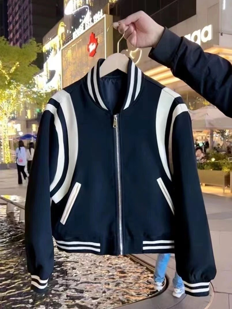 8826撞色棒球服外套女春秋季新款高级感小个子时尚短款夹克上衣潮