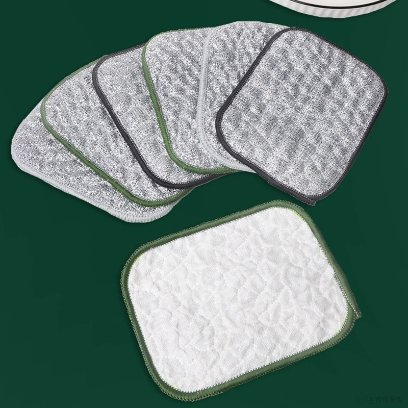 洗碗布双层加厚不沾油洗碗巾百洁布吸水抹布银丝棉纱洗碗刷锅神器