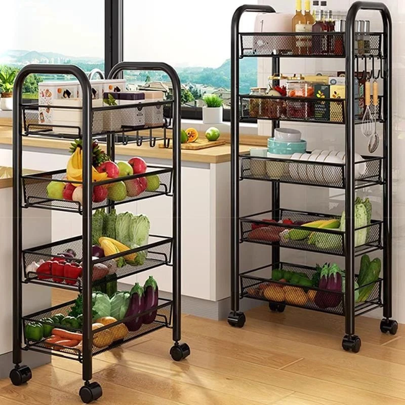 乌市发货新疆厨房置物架家用收纳储物架子落地多层用品小推车