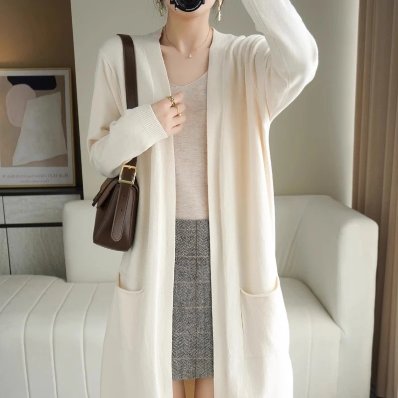 2025款上衣慵懒风针织开衫外套女中长款宽松薄款毛衣秋季外搭时尚