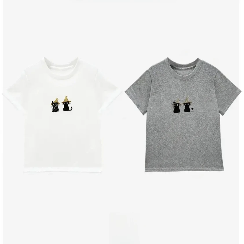 【带帽小猫T】元气满满~显瘦百搭！夏季韩系圆领印花刺绣T恤