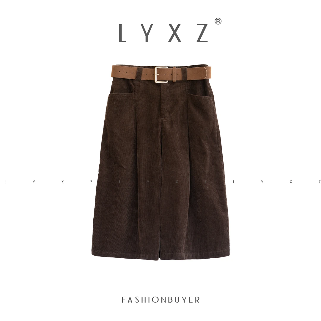 LYXZ x【游牧自由】新款灯芯绒中裤时尚复古洋气显瘦休闲裤80516