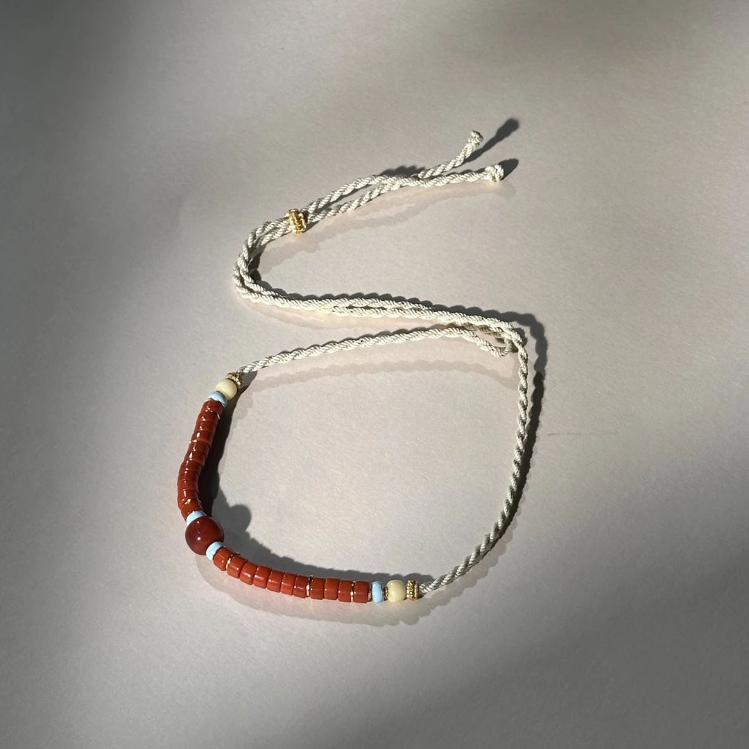 【不二】川料瓦西南红直切DIY编绳项链6mm+（多样性发）