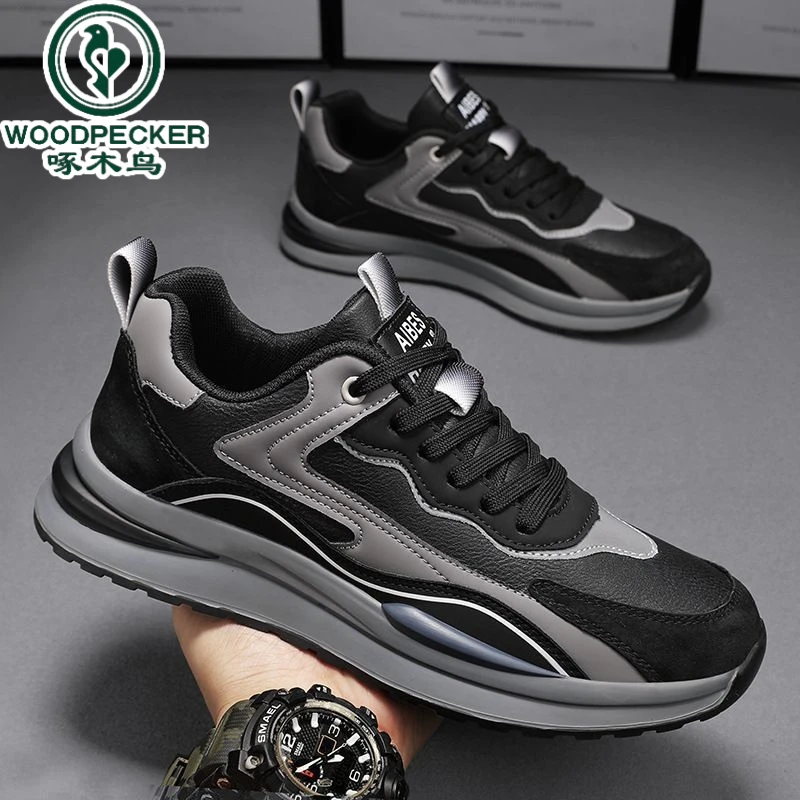 【正品】啄木鸟防水运动男鞋春秋休闲百搭运动潮鞋男士上班男鞋