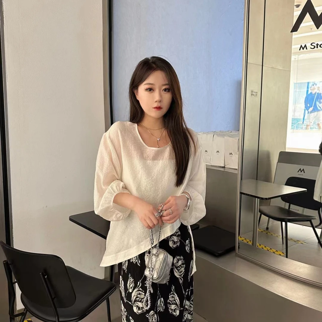 【琪琪推荐】大码女装韩版时尚百搭慵懒风薄款防晒小衫T11136QL