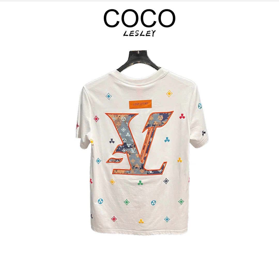 【COCO LESLEY】夏季新款重工贴布绣轻奢时尚百搭发泡印花短袖T恤男