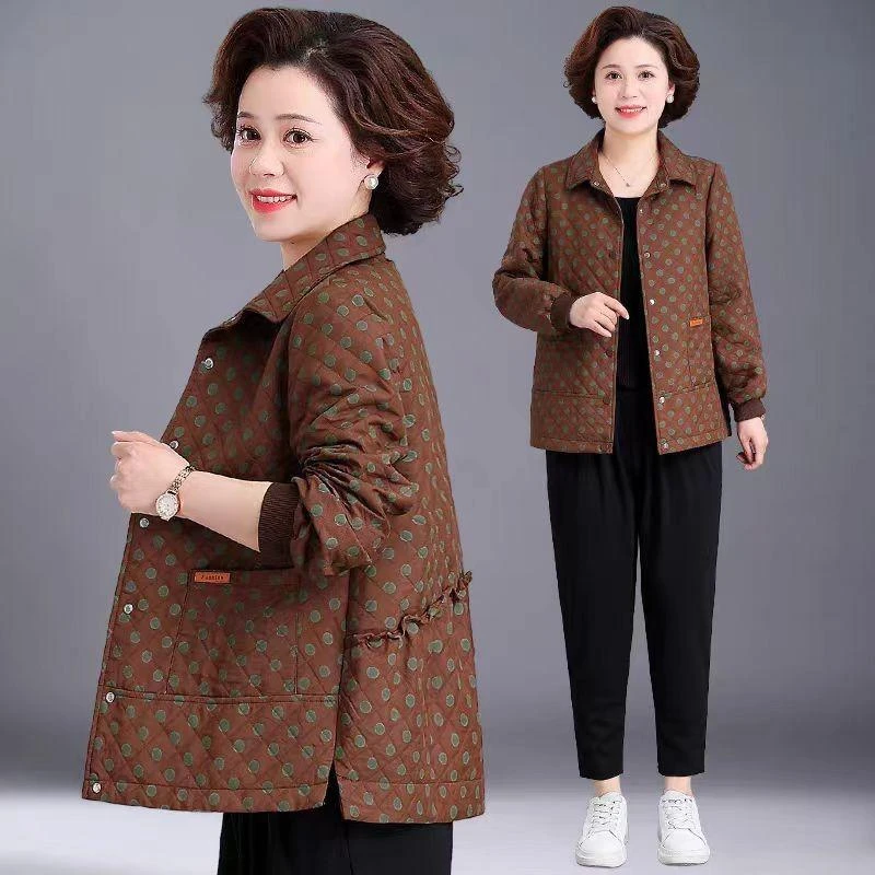 妈妈春秋外套2025新款中年女洋气大码夹克中老年人秋装气质上衣服