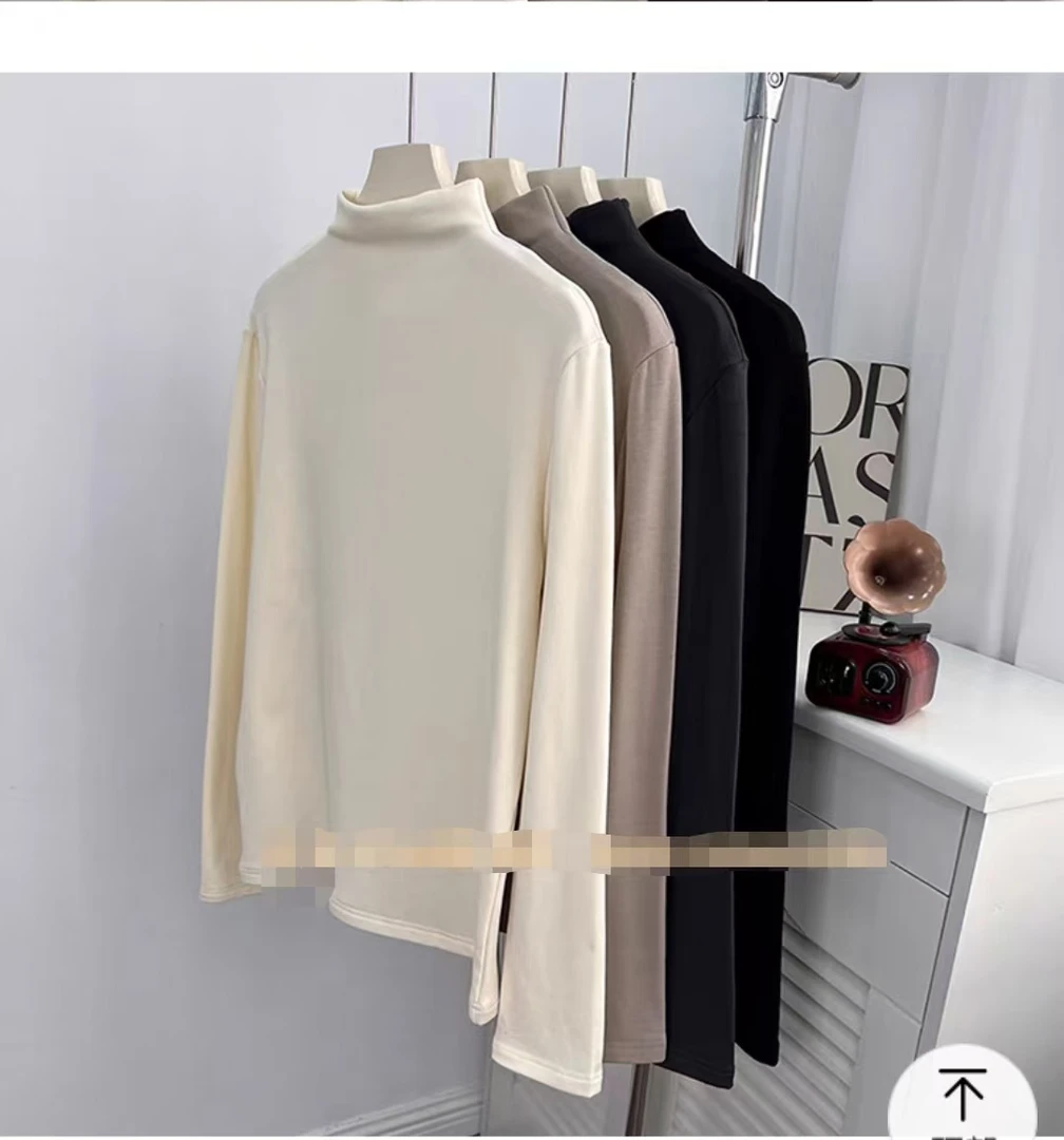 秋冬打底衫女双面加绒加厚半高领内搭女士保暖长袖上衣女外穿
