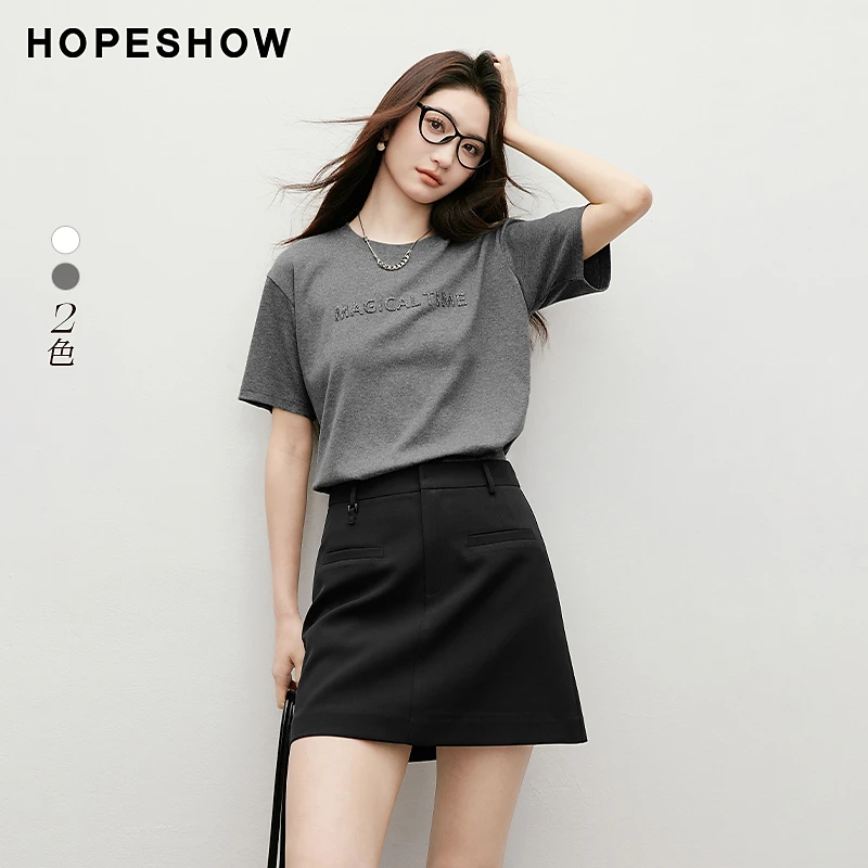 【赵老板专属】红袖定制烫钻字母落肩圆领套头T恤90125100205