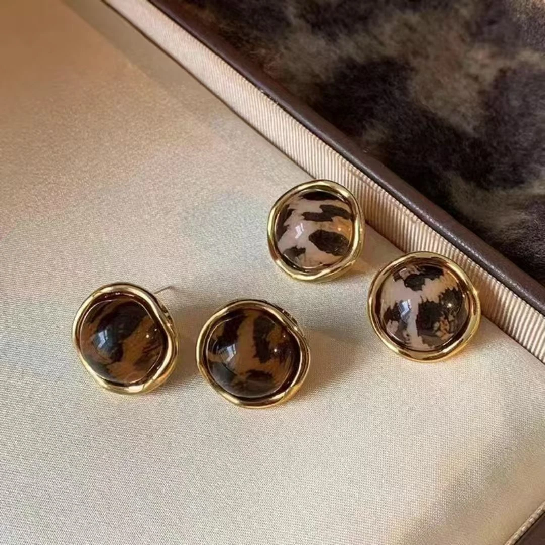 铜合金树脂耳饰 铜合金耳饰复古气质百搭时尚轻奢法式小众简约ins