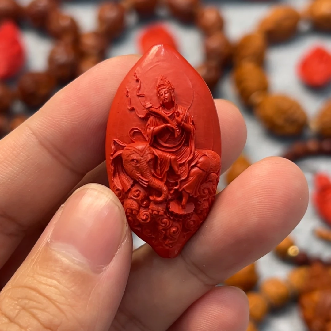 橄榄核手串/手链朱砂啦雕刻普贤菩萨