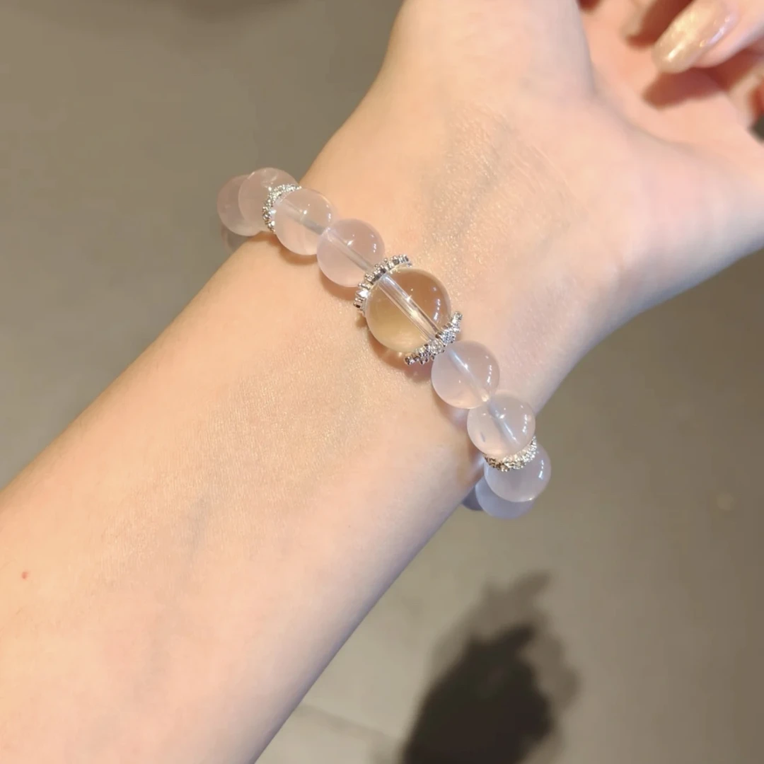 桃之夭夭|10mm果冻马粉天然粉晶天然水晶手串默认手围15