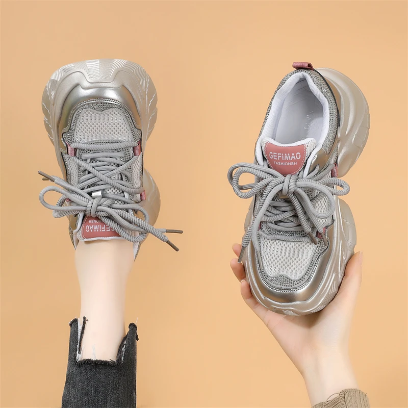 厚底炸街老爹鞋女2025新款春季时尚松糕小个子增高轻便休闲运动鞋