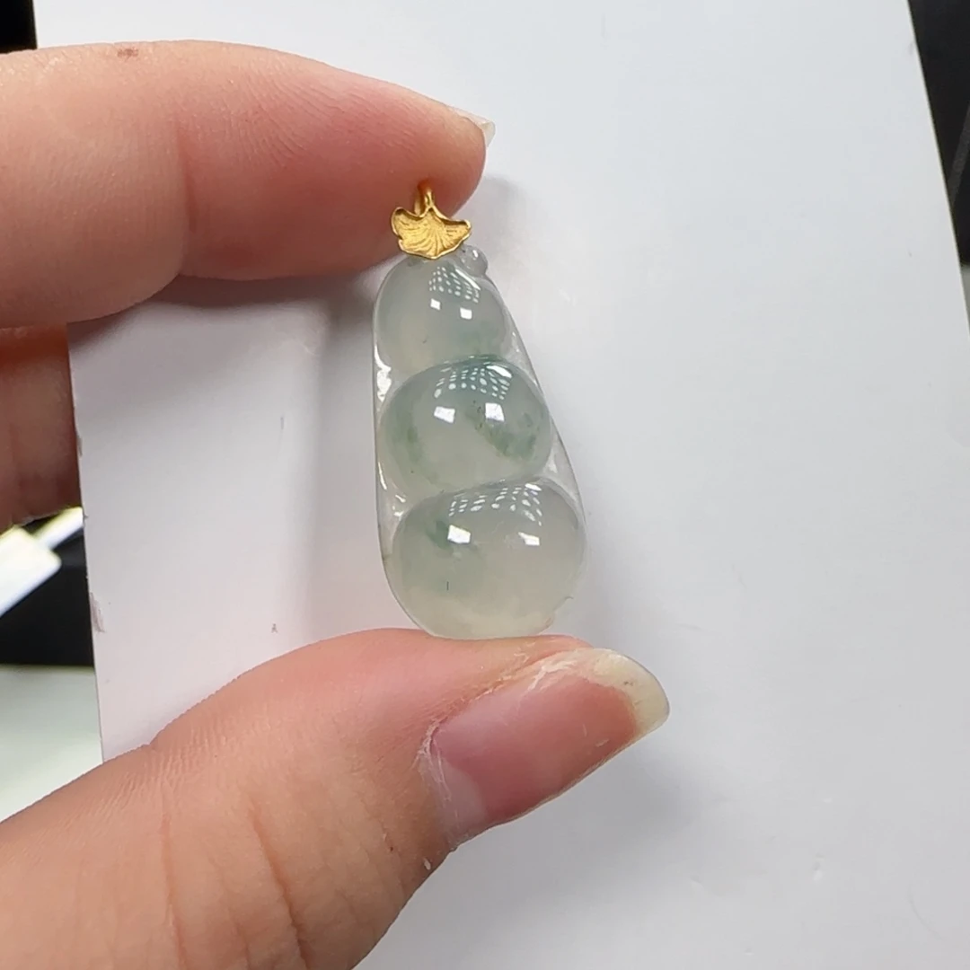 吊坠(不含链)18K金镶嵌翡翠