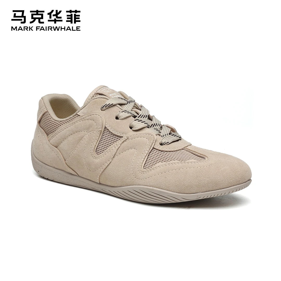 马克华菲经典德训鞋男绒面新款小白鞋休闲百搭复古运动鞋板鞋子男