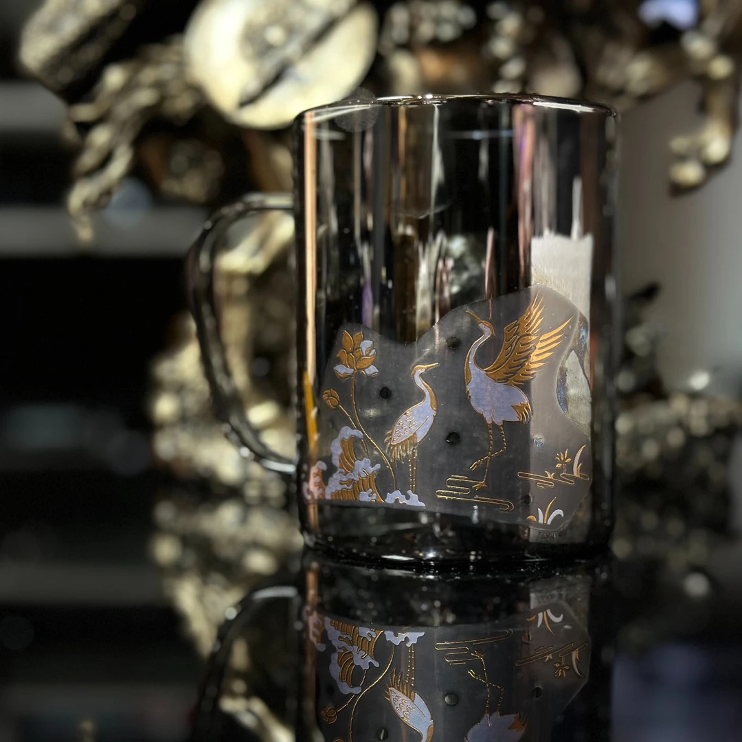 灰黑仙鹤水杯--57