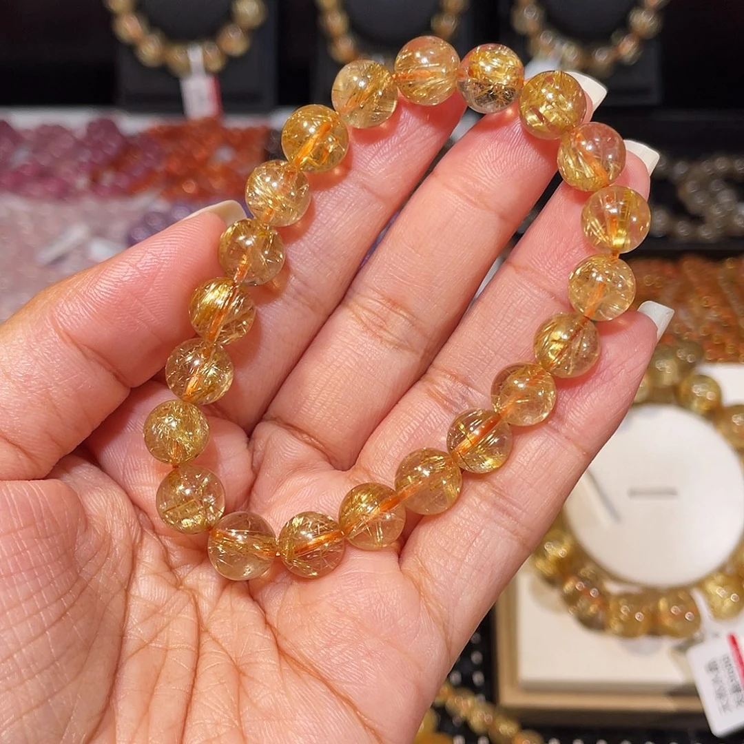 发晶手串未镶嵌金发9m