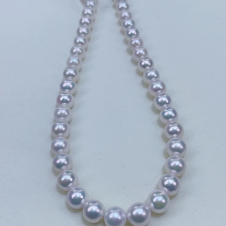 海水珍珠颈饰银S925镶嵌8/8.5akoya巨透亮炫彩正圆