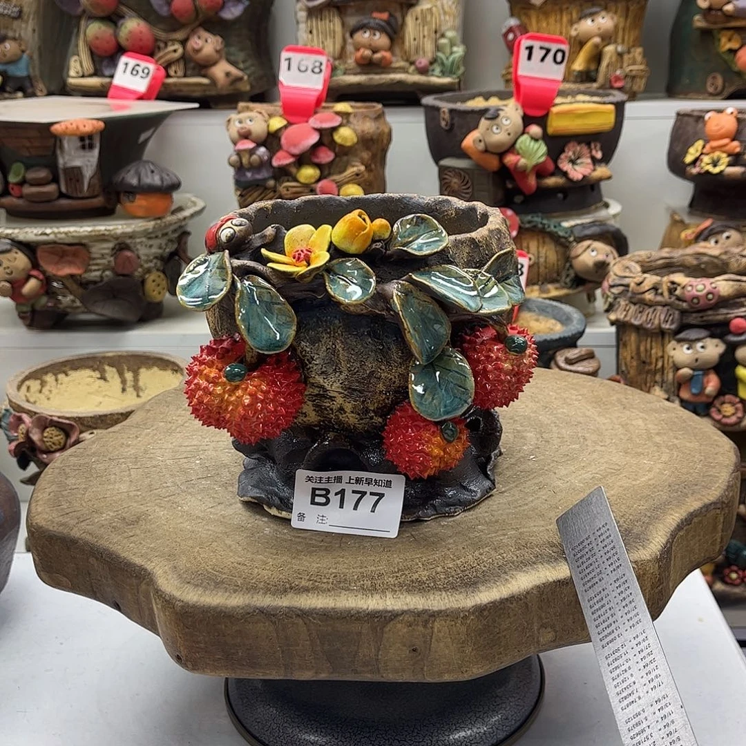 花盆177白狐花盆手捏