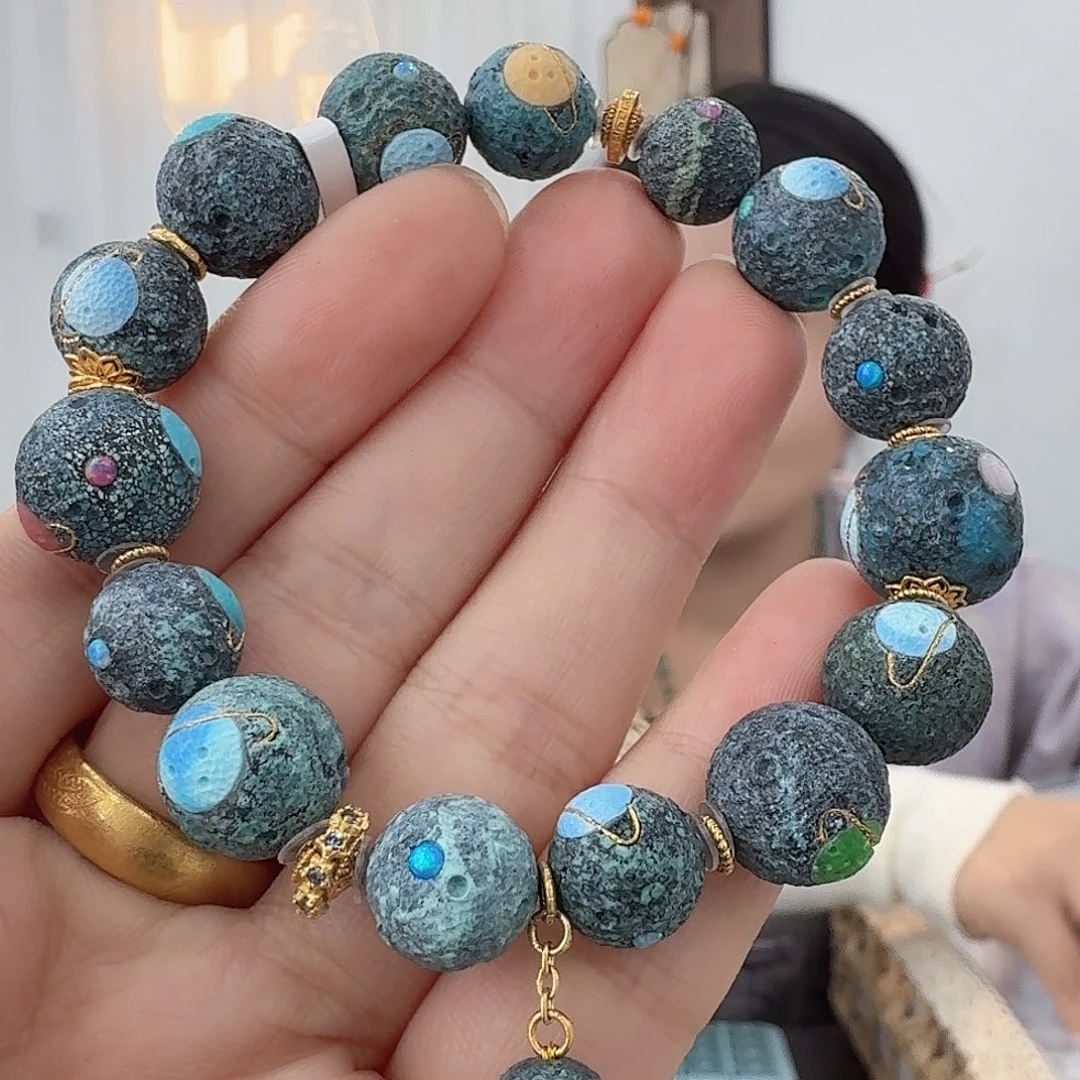 绿松石18K金镶嵌珠宝奇石