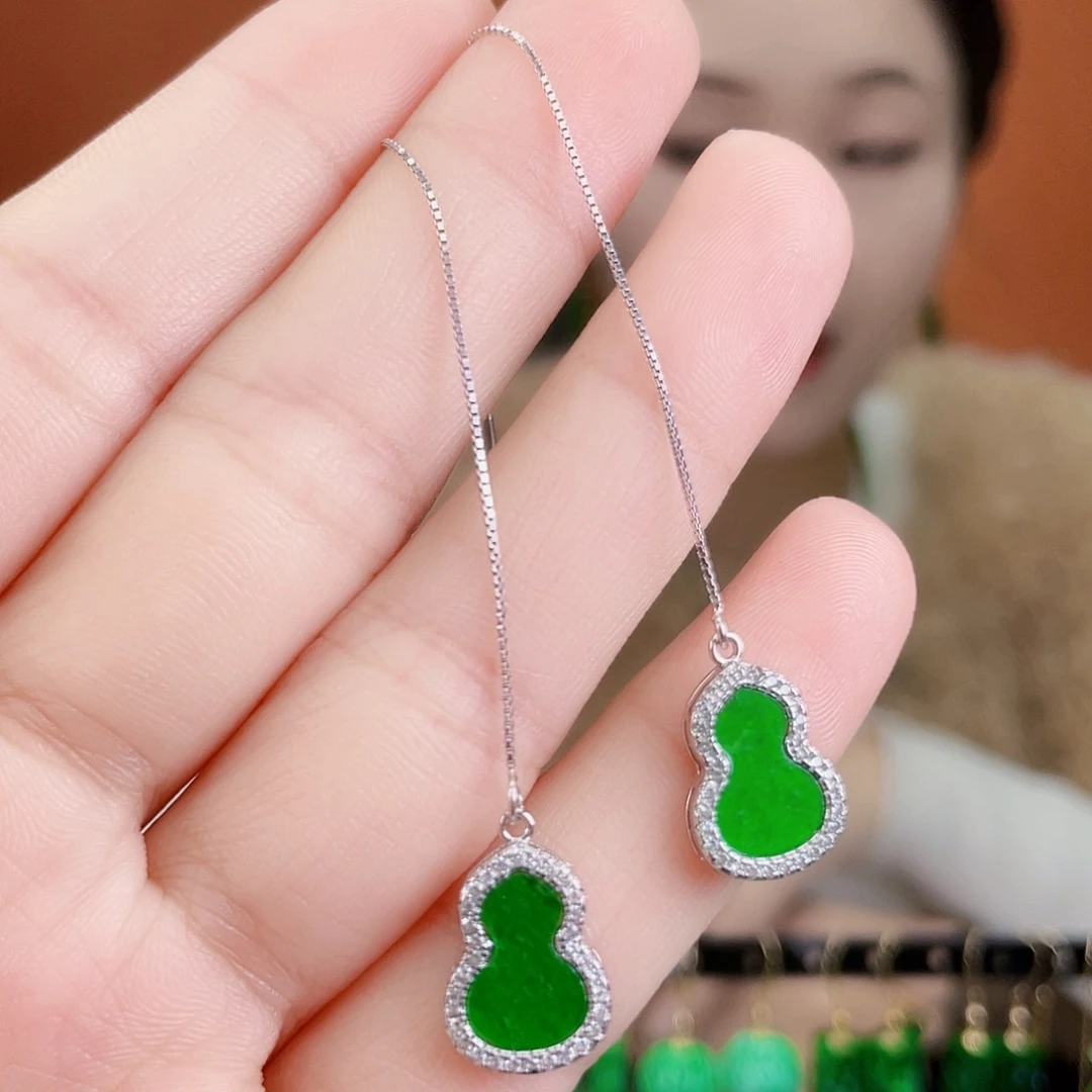 翡翠银S925镶嵌耳饰