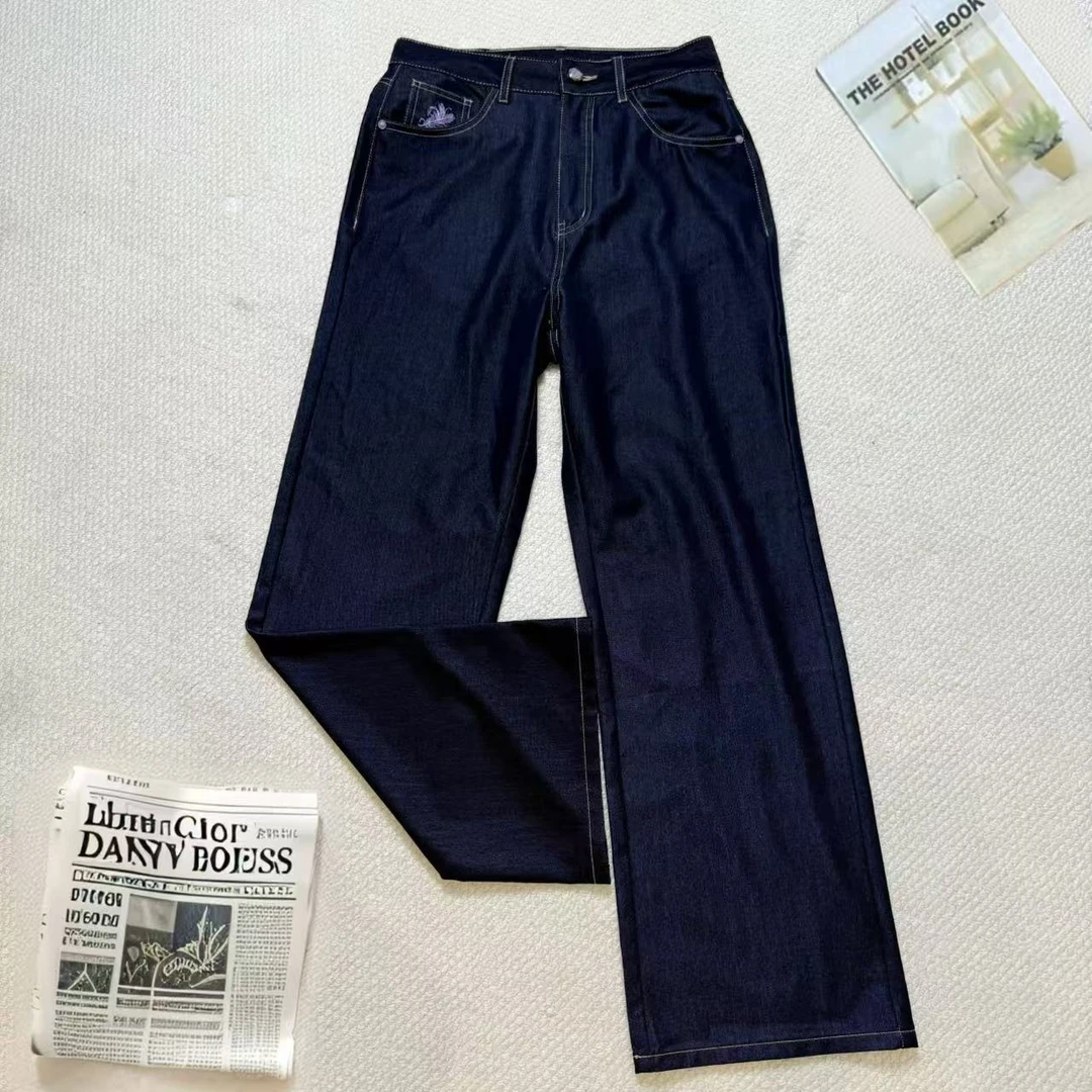 【新小晴甄选】夏季新款明线设计深蓝牛仔阔腿裤0676675-2