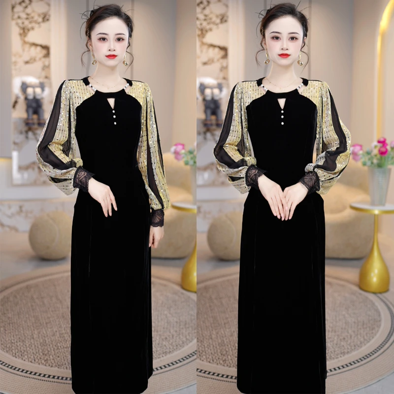 2025年秋季新款迷人连衣裙收腰显瘦气质长裙轻奢女人味打底裙