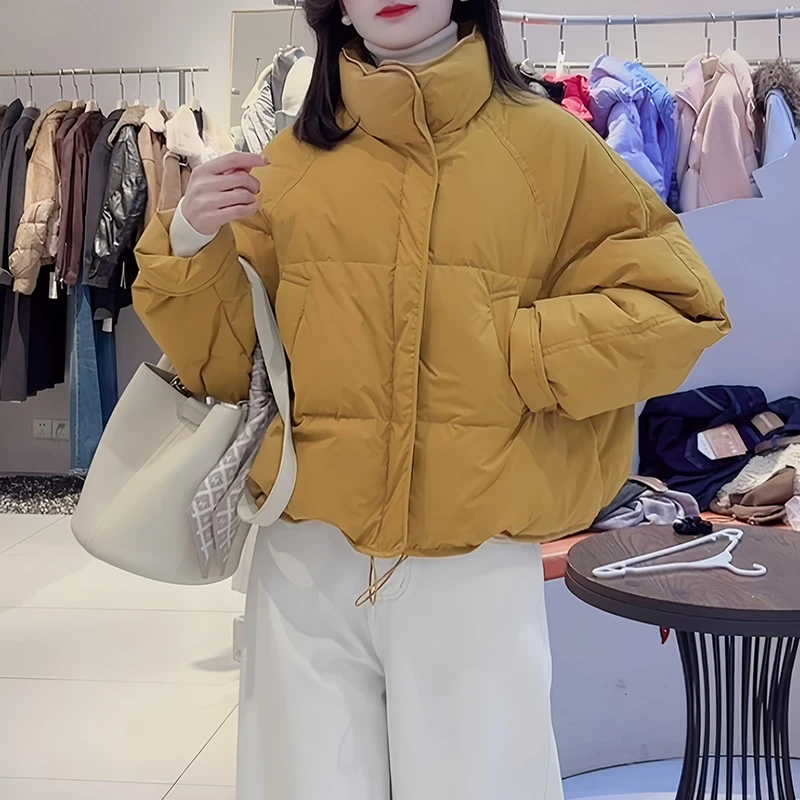 【空白格】高级简约翻边袖短款棉服2026年秋冬新款显高显瘦气质外套