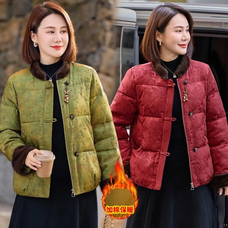 升级款冬装新中式棉服外套中老年国风女宽松冬季百搭加厚保暖棉衣