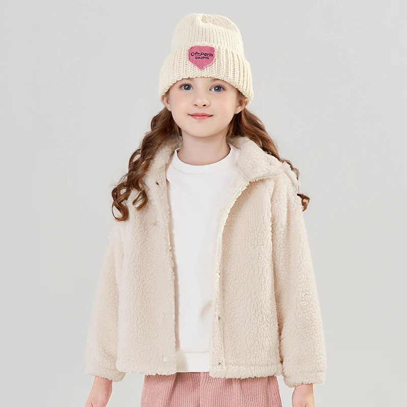 笛莎童装女童秋冬新款毛绒外套百搭儿童摇粒绒保暖上衣-732453110