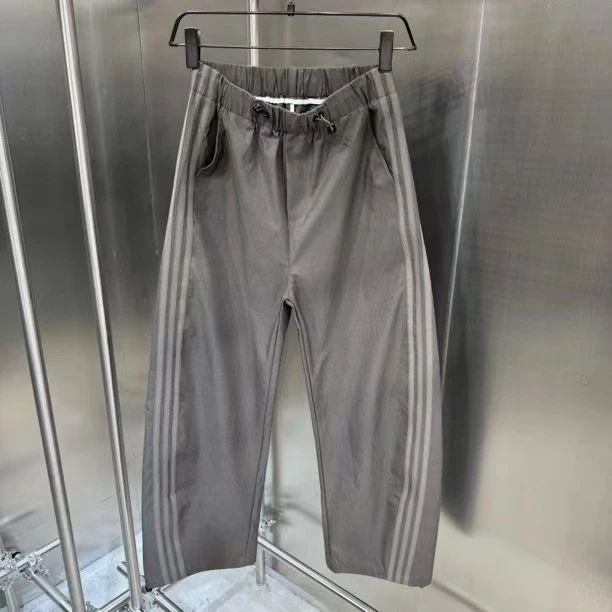 秋季新款时尚男士休闲裤潮流可调节裤脚工装裤帅气条纹百搭弯刀裤