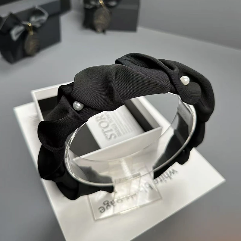 发卡发箍简单大方珠珠点缀褶皱宽边气质头箍高级感百搭发饰外出