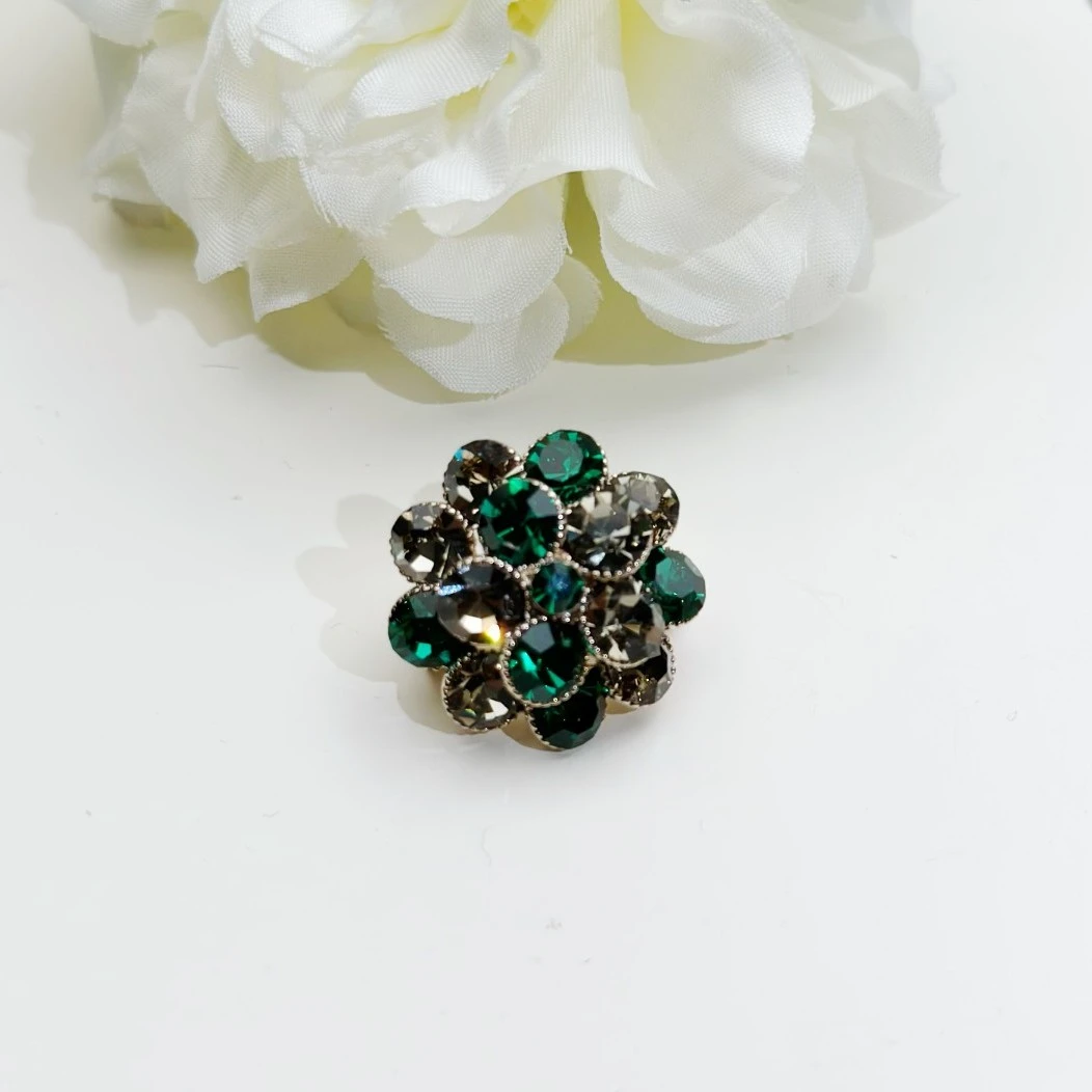 锌合金胸针 MN1320迷你绿钻花朵胸针
