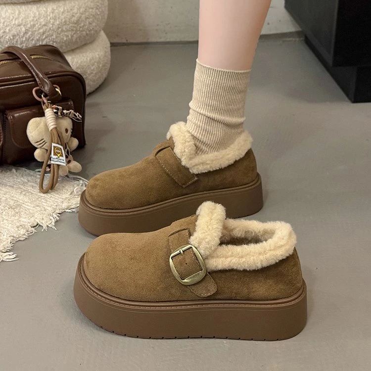 厚底勃肯鞋雪地靴2025新款秋冬女款加绒防滑增高博肯雪地棉鞋单鞋