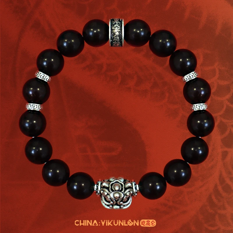 【屹昆仑】“狮来运转”小叶紫檀山花醒狮弹力手绳