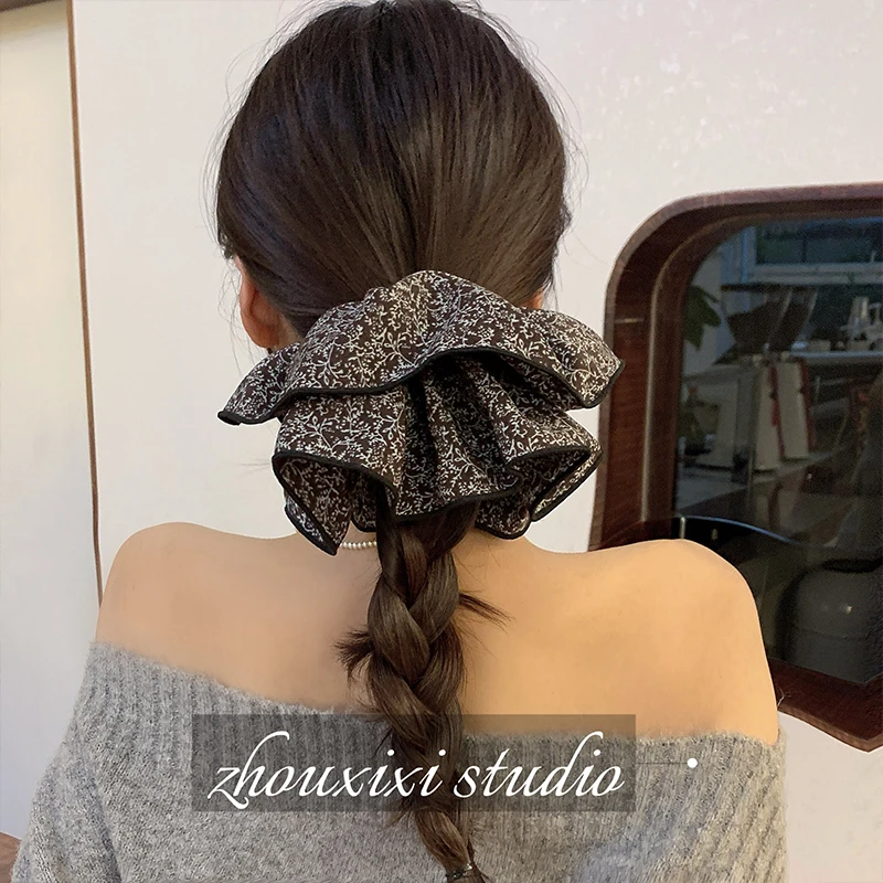 优雅碎花大肠发圈女大号后脑勺皮筋发绳头饰高级感时尚头绳