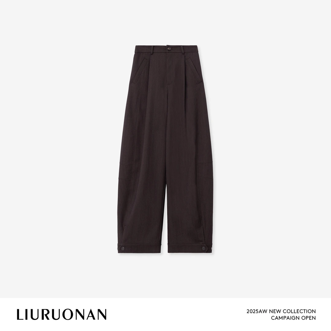 LIURUONAN 25FL【钢笔西裤】复古纹理感高腰直筒裤秋季通勤休闲裤女