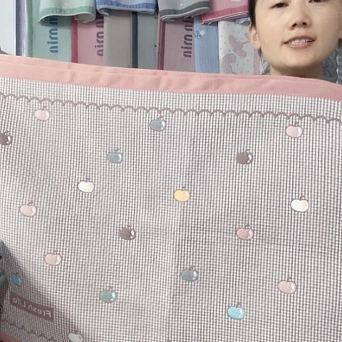 棉纱布粉色平安果纯棉